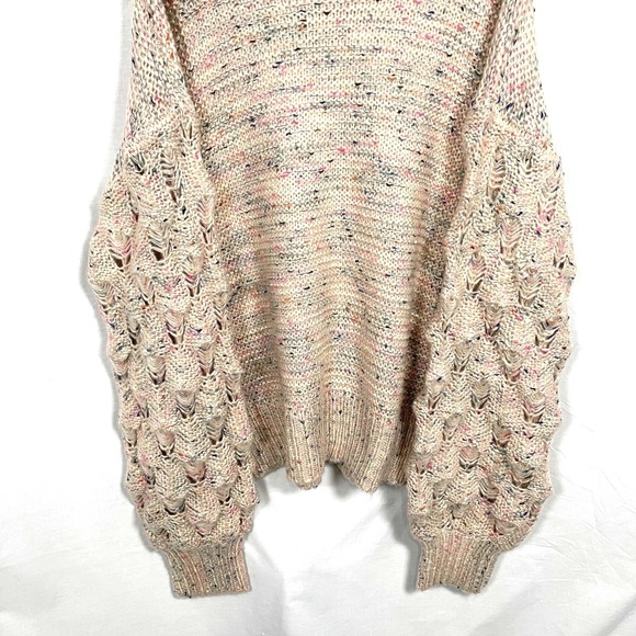 NWOT KORI Flecks of Rainbows Sweater Confetti Chunky Knit Balloon Sleeves Top- M - Picture 7 of 10